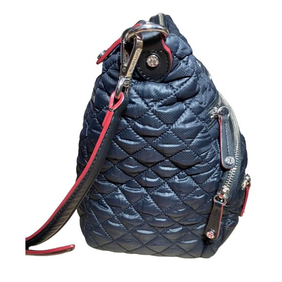 MZ WALLACE Bag DOWNTOWN Blue Burgundy Red Hobo Crossbody Purse - Picture 8 of 16